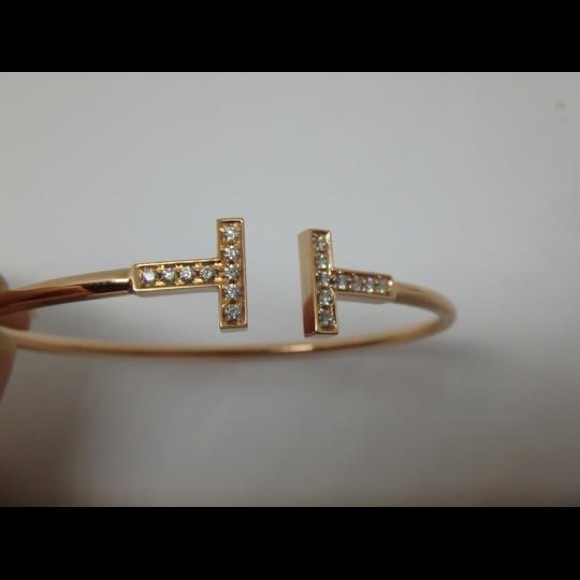 Tiffany T bracelet Rose Gold with diamonds - Picture 2 of 5